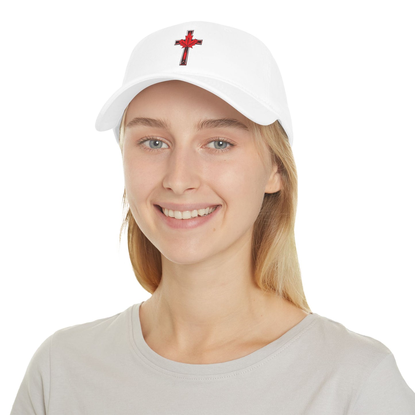 Canadian Cross Low Profile Baseball Cap – Christian Maple Leaf Hat for Faith & Country