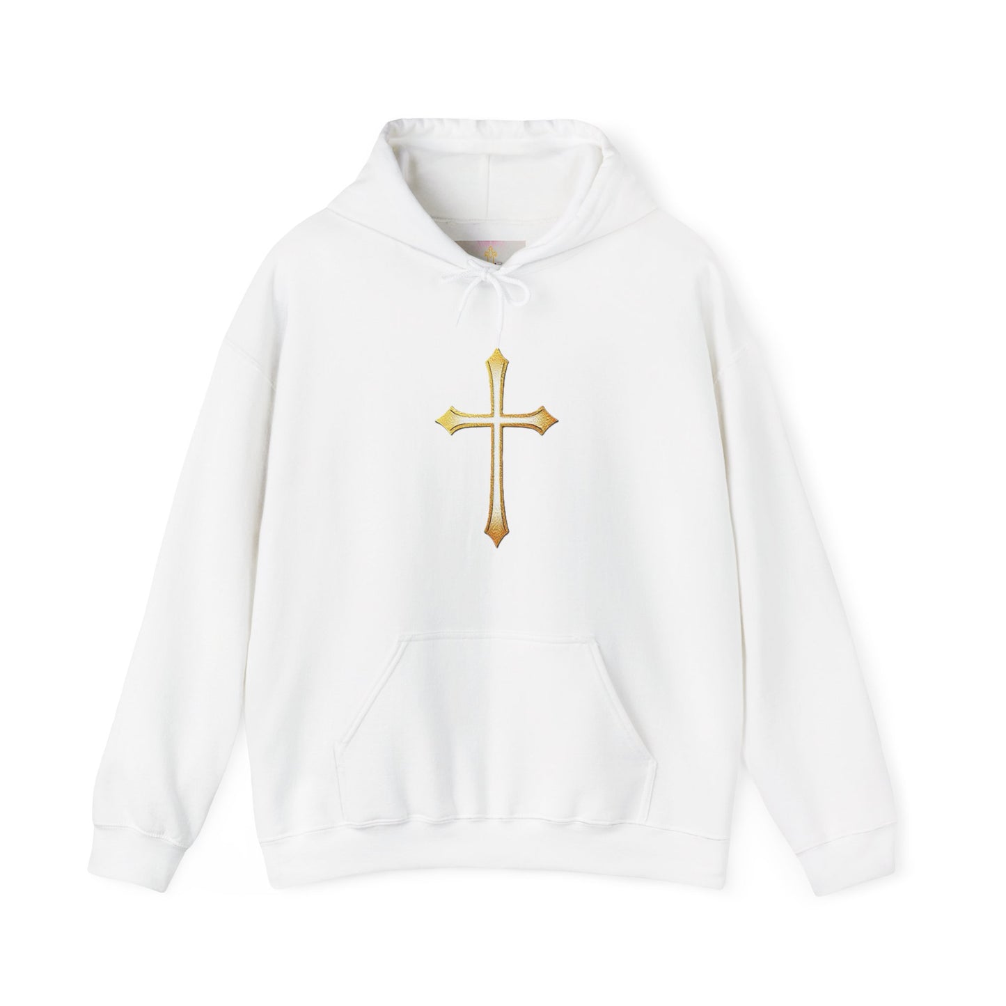 Men’s Gold Cross Hoodie – Bold Christian Faith Hoodie with Front & Back Design