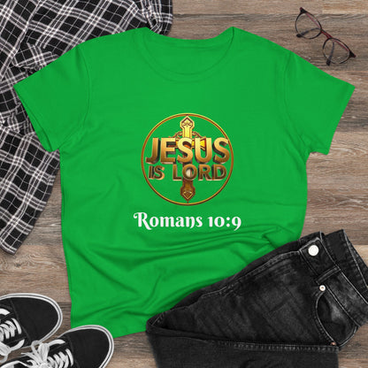 Jesus Is Lord / He Is Risen Christian Tee – Women’s Bold Faith Statement (White Lettering)
