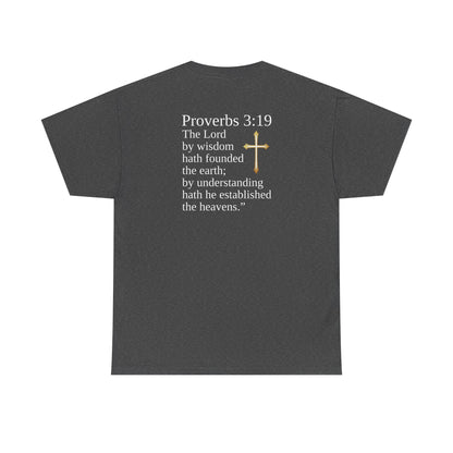 Wisdom in the Atom – Men’s Spiritual T-Shirt (White Text)