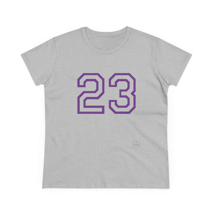 Psalm 23 Women’s Tee – Inspired Sports-Style Shirt (Purple Numbering)