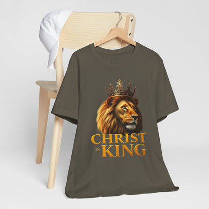 Christ is King Crowned Lion Tee – Inspirational Christian Shirt