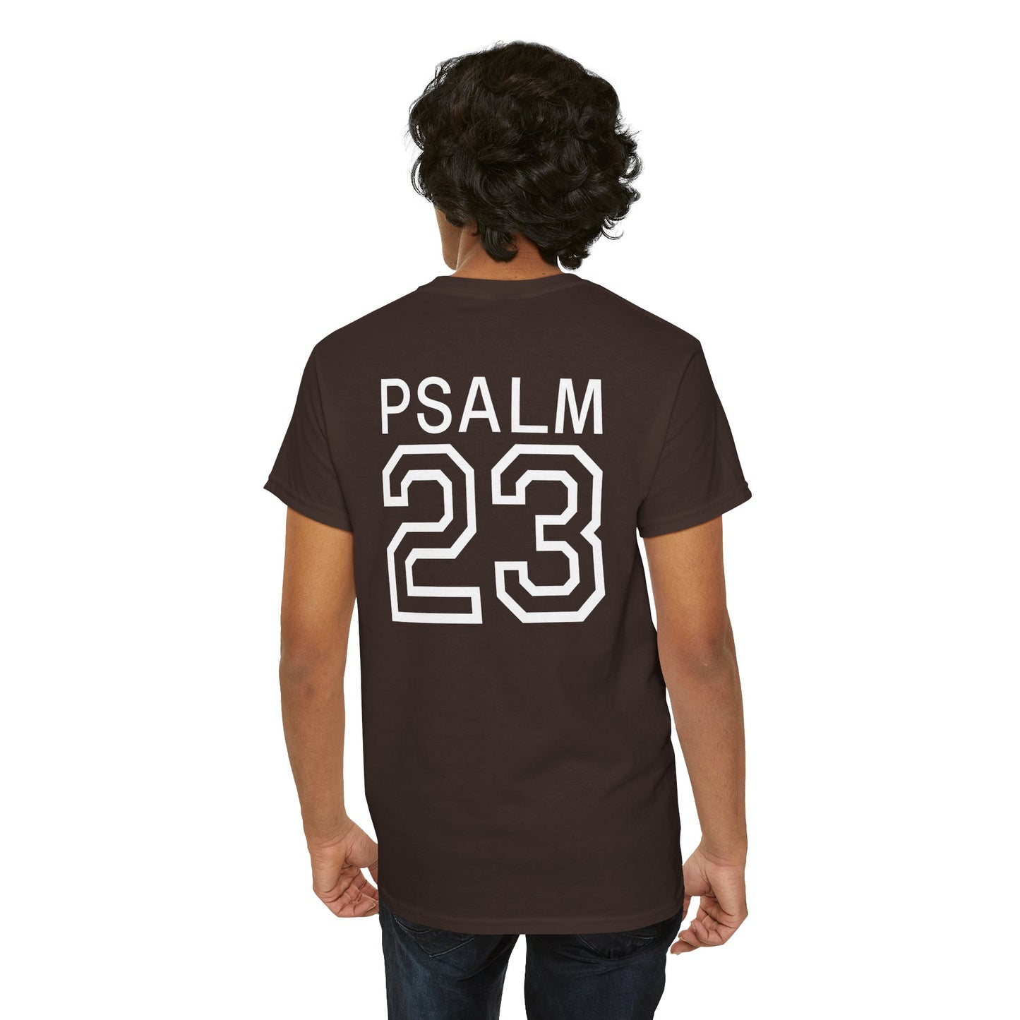 Psalm 23 Men’s T-Shirt – Inspired Sports-Style Shirt (White Numbering)