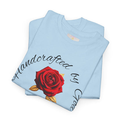 Handcrafted by God (Rose) - Woman's Christian T-Shirt (Dark Lettering)