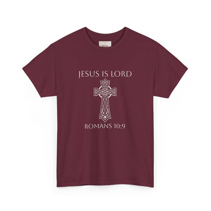 Women's Jesus is Lord Christian T-Shirt – Modern Cross Design (White Lettering)