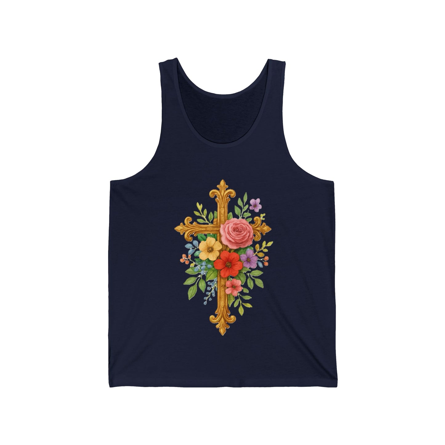 Floral Cross Women’s Tank Top – Faith That Shines