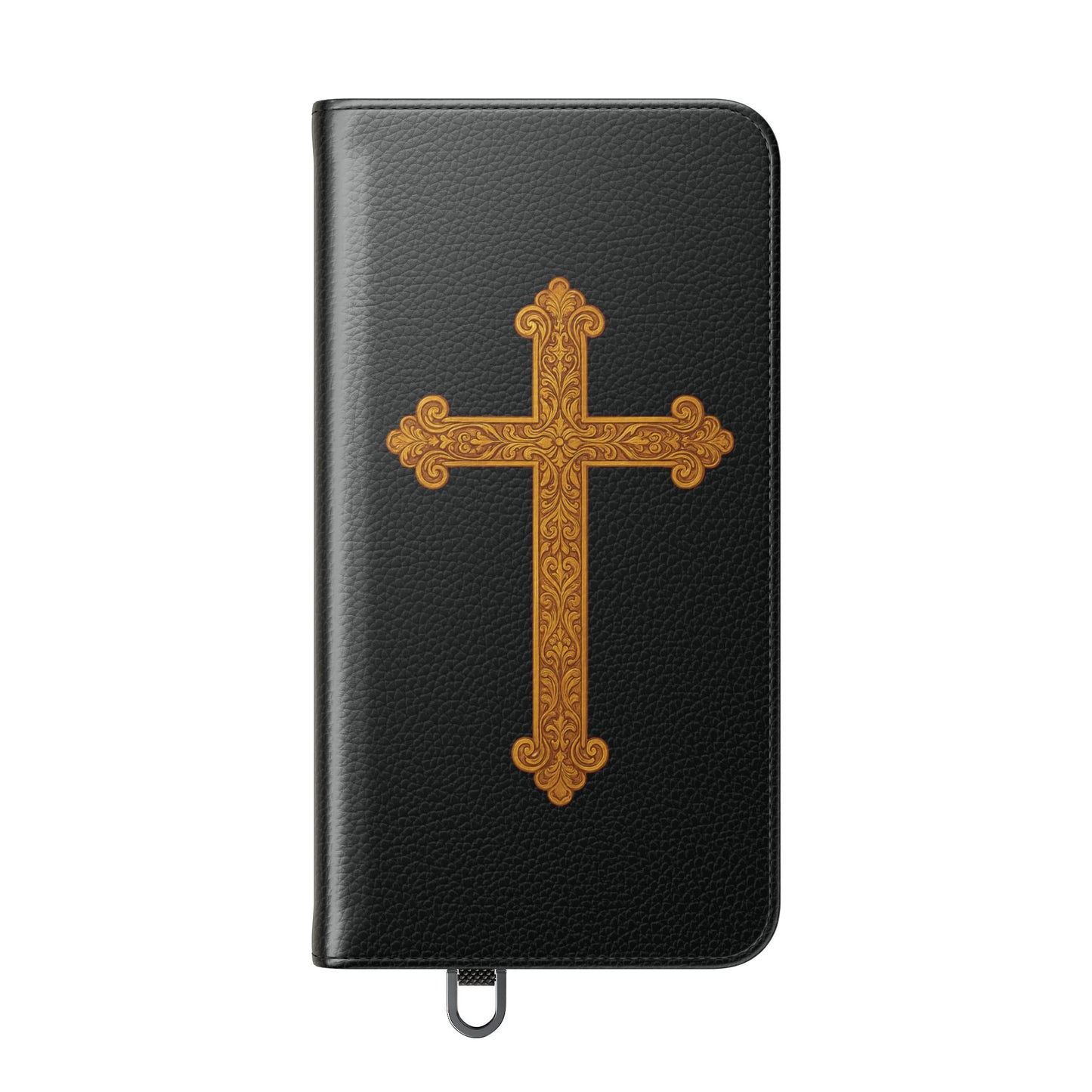 Black with Gold Cross & 1 Corinthians 1:18 - Samsung Flip/Wallet Phone Case