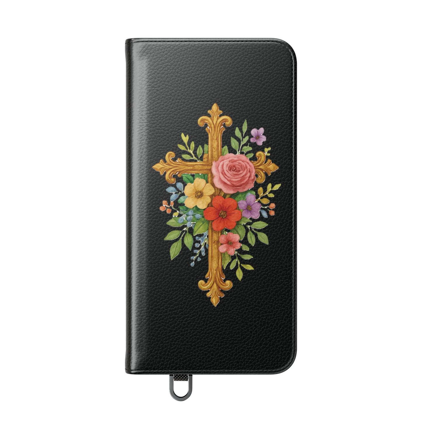 Floral Cross Wallet (black) Case for Samsung– Faith in Bloom