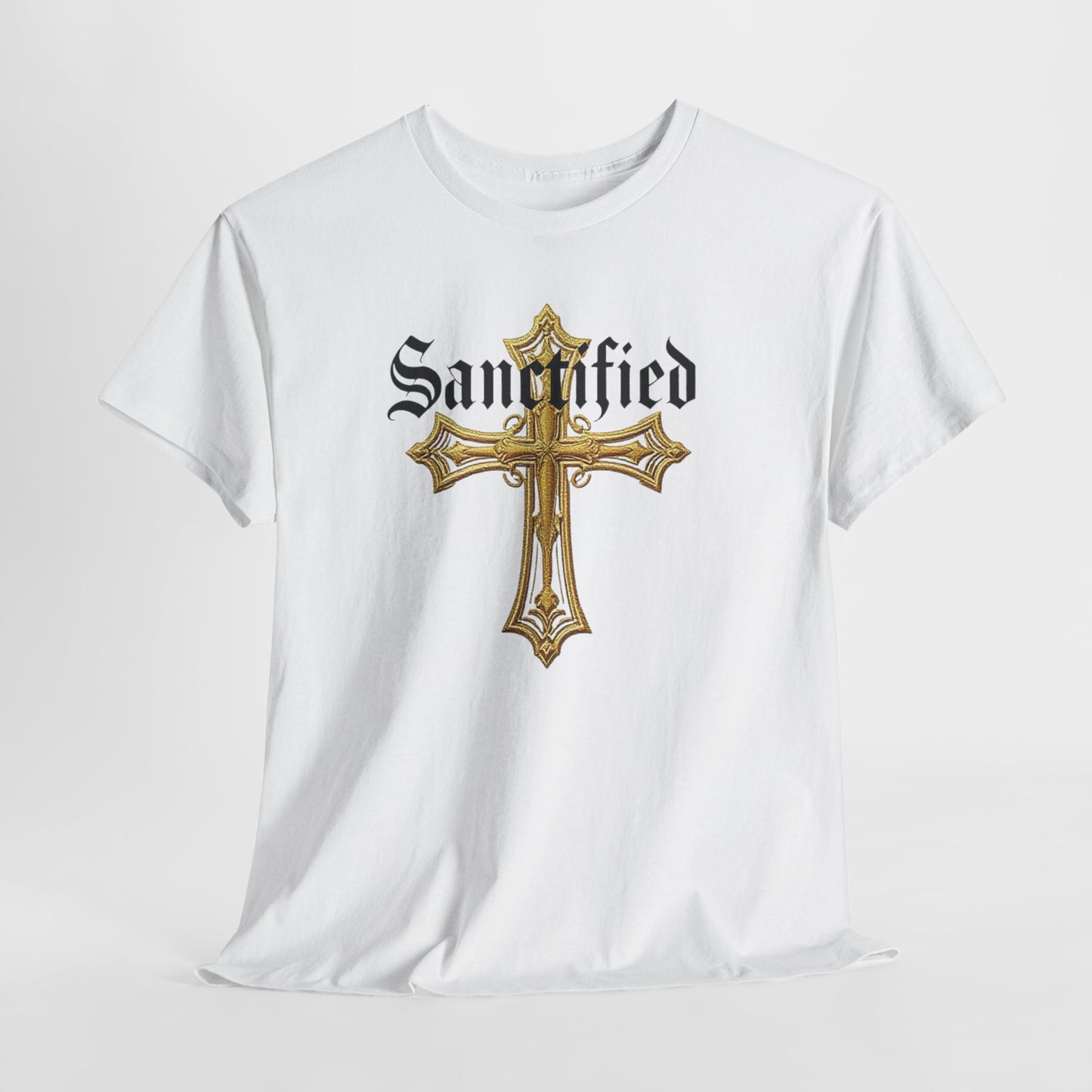 Sanctified Men's Gothic Cross T-Shirt – Faith in Bold Elegance