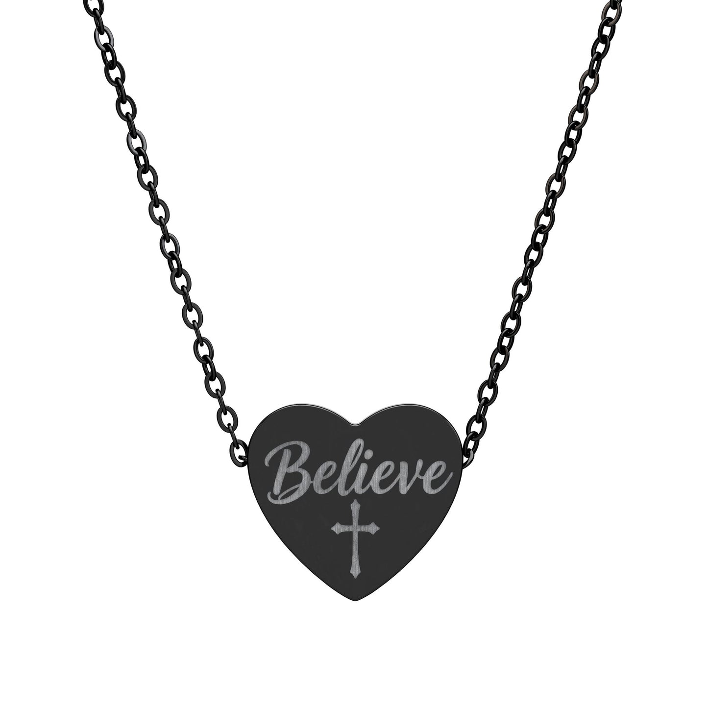 Believe Engraved Heart Necklace – Inspirational Christian Jewelry