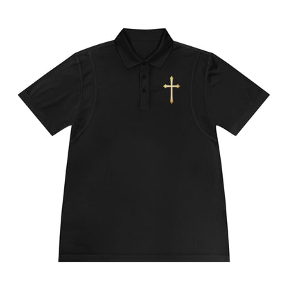 Men’s Modern Gold Cross Polo Shirt – Sleek Faith-Inspired Design