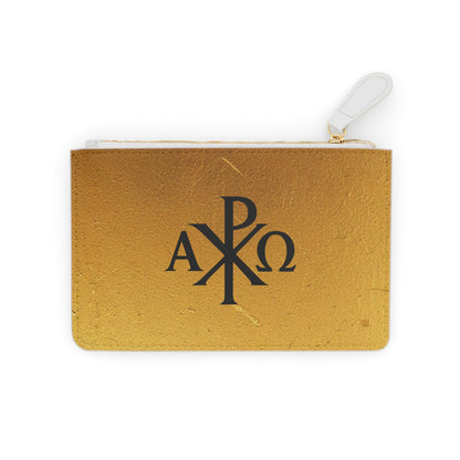 “Divine Majesty” | Women’s Mini Clutch – Black Chi Rho on Molten Gold