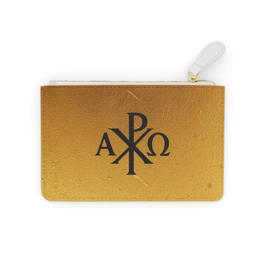 “Divine Majesty” | Women’s Mini Clutch – Black Chi Rho on Molten Gold