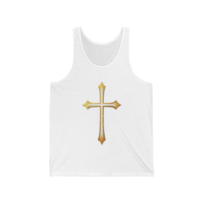 Women’s Gold Cross Tank Top – Christian Faith Apparel with Elegant Cross