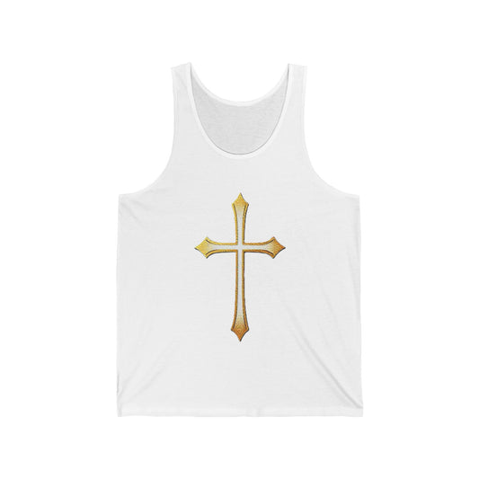 Women’s Gold Cross Tank Top – Christian Faith Apparel with Elegant Cross