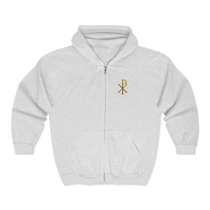 Men’s Chi Rho Zip-Up Hoodie – Comfortable Faith-Inspired Style