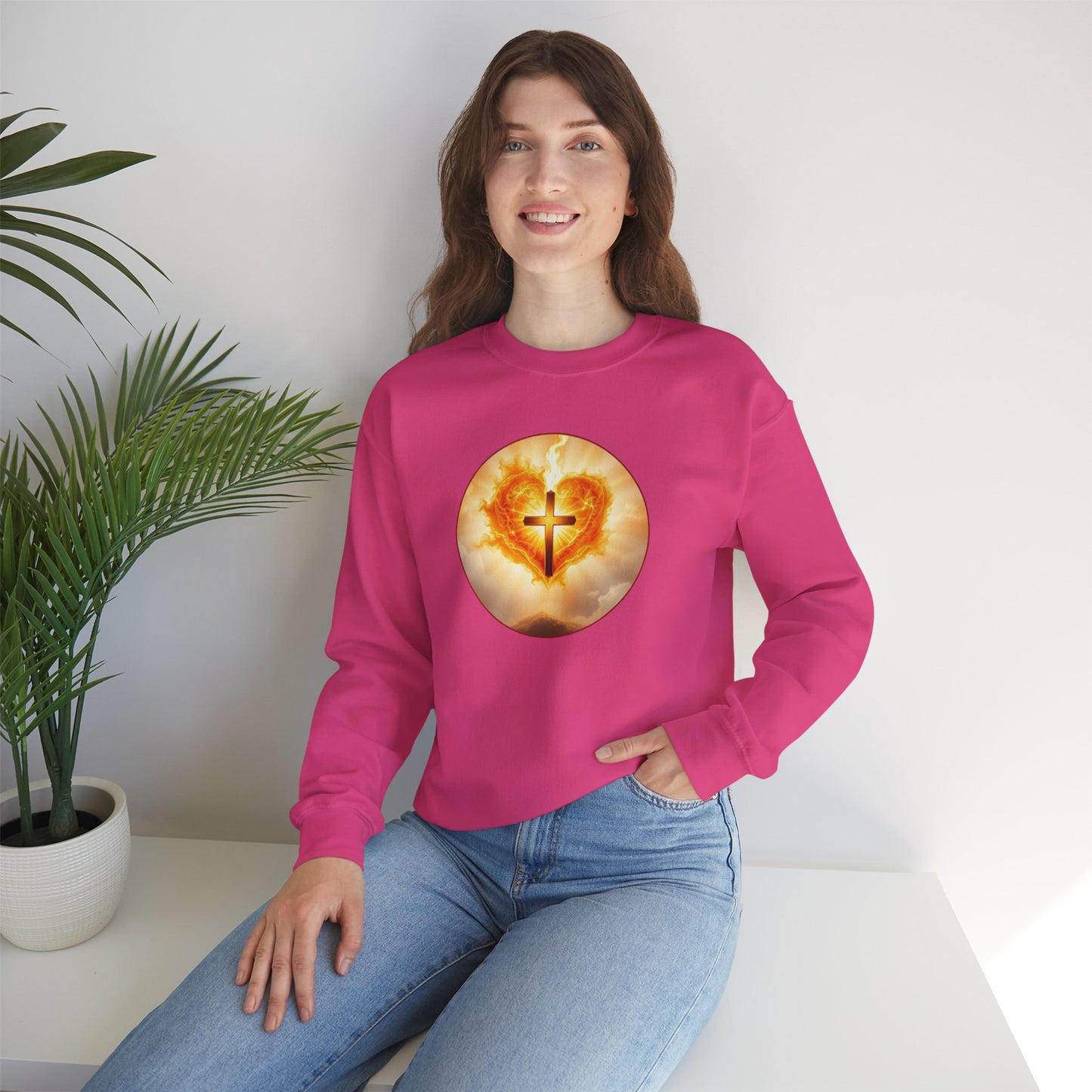 Women’s Sacred Heart Christian Sweatshirt – Symbol of Divine Love Pullover