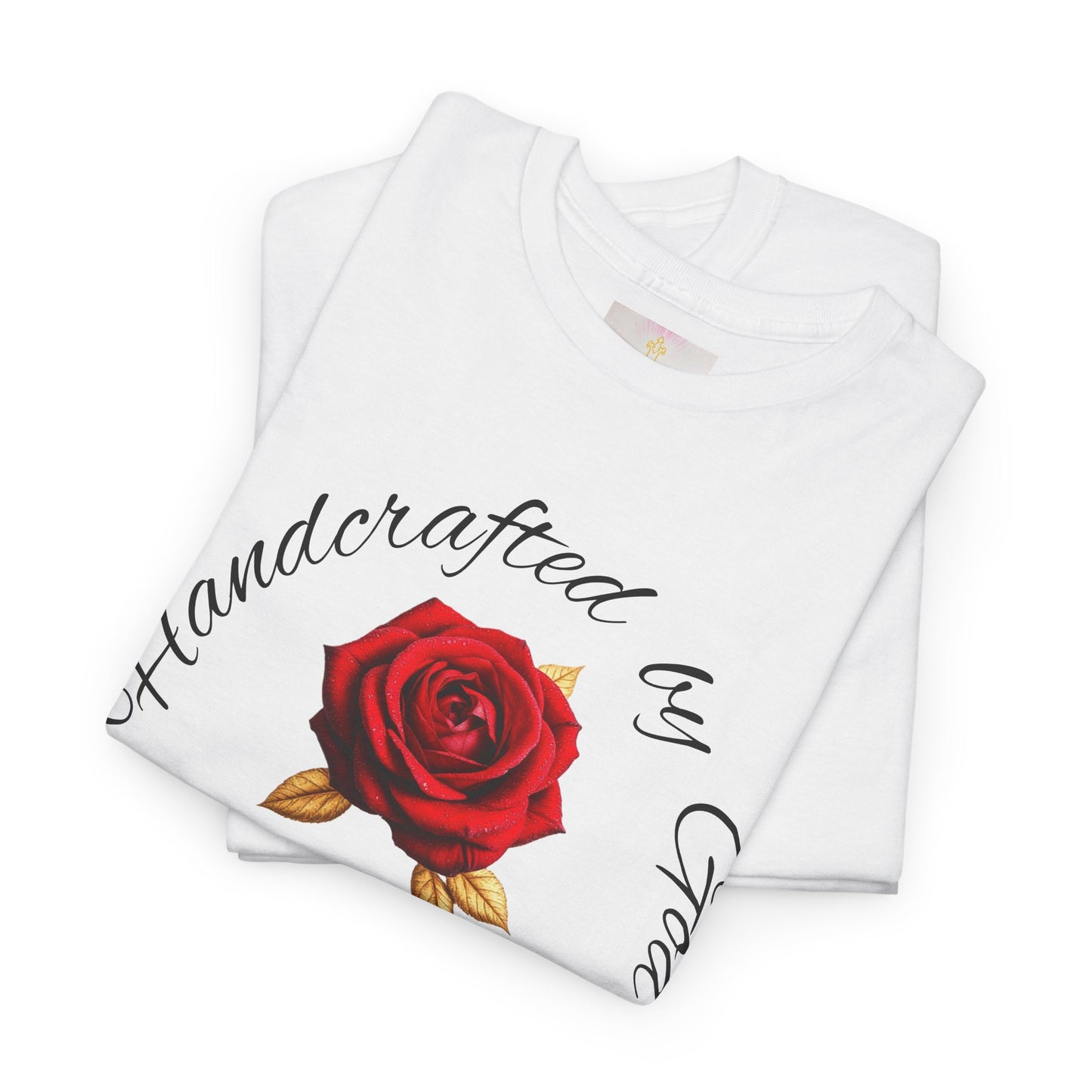 Handcrafted by God (Rose) - Woman's Christian T-Shirt (Dark Lettering)