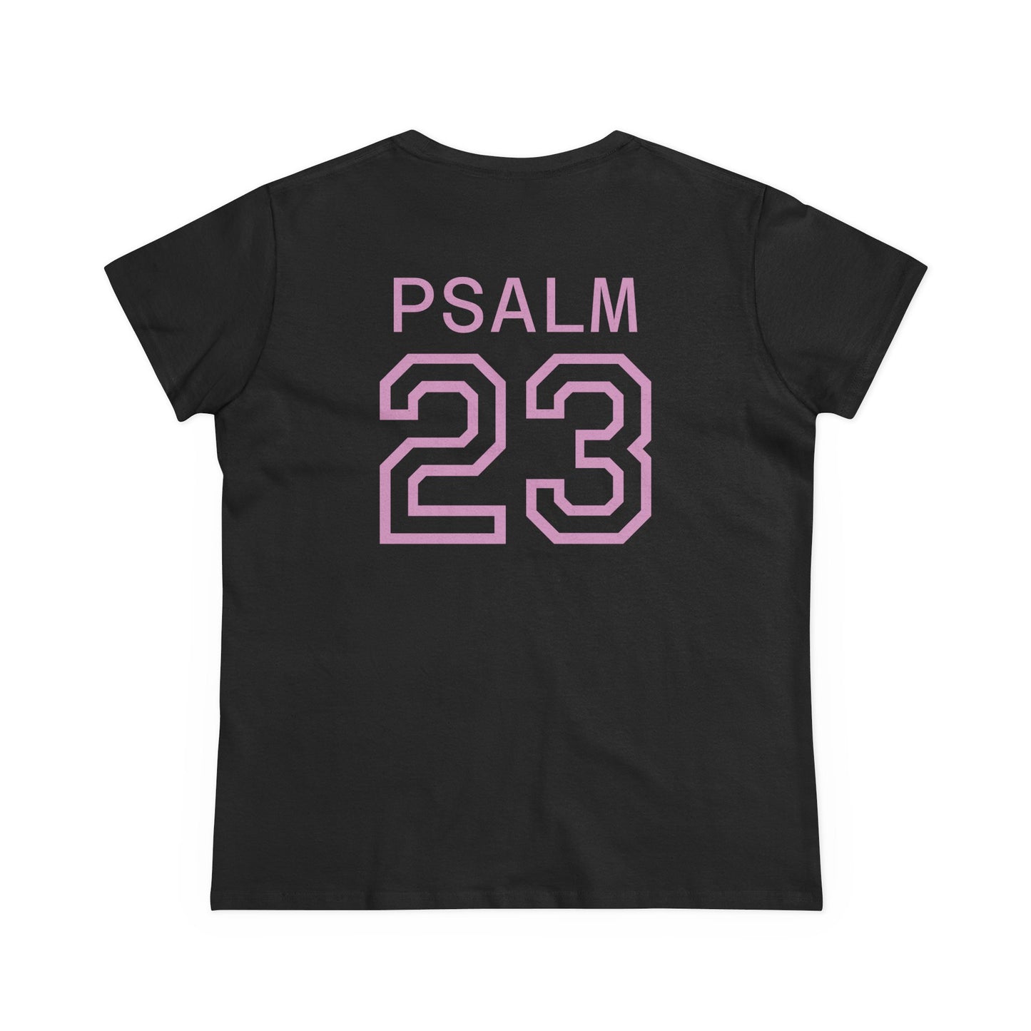 Psalm 23 Women’s Tee – Inspired Sports-Style Shirt (Pink Numbering)