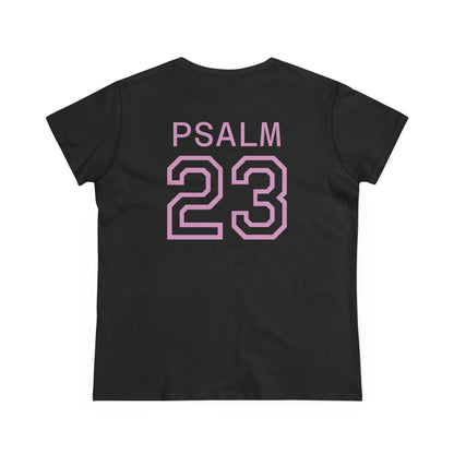Psalm 23 Women’s Tee – Inspired Sports-Style Shirt (Pink Numbering)