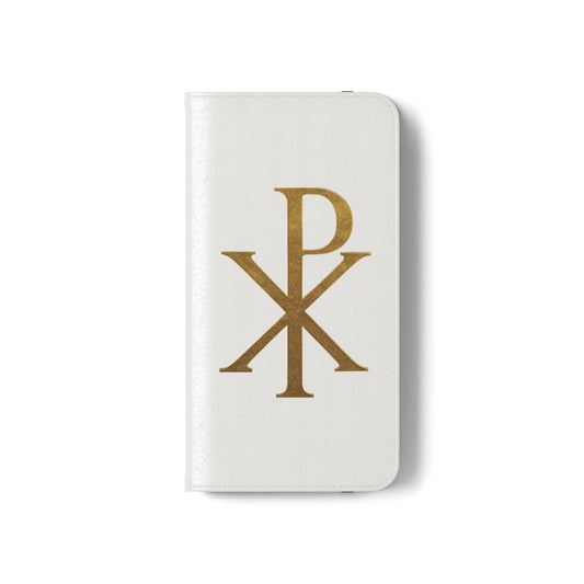 White Chi Rho Symbol Wallet Case – “I am the Way, the Truth, the Life”