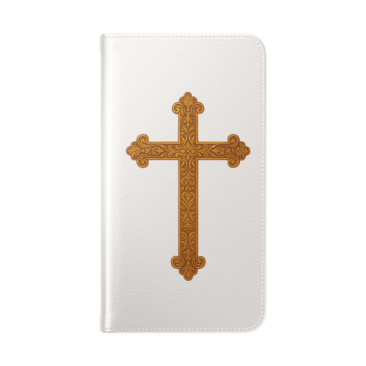 White with Gold Cross & 1 Corinthians 1:18 - Samsung Flip/Wallet Phone Case