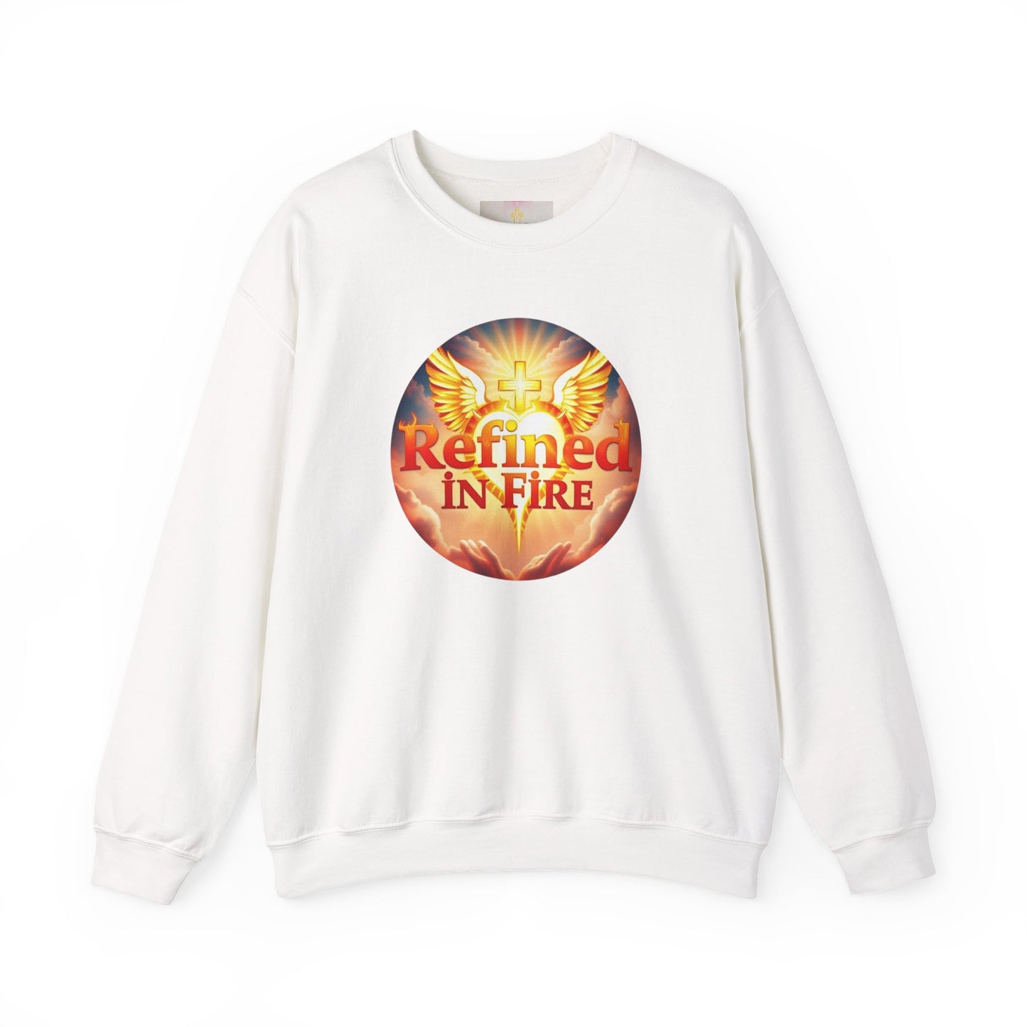 Men’s “Refined in Fire” Christian Sweatshirt – Bold Flame Design Pullover