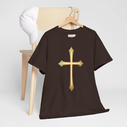 Men’s Gold Cross Tee – Christian Faith-Inspired Apparel