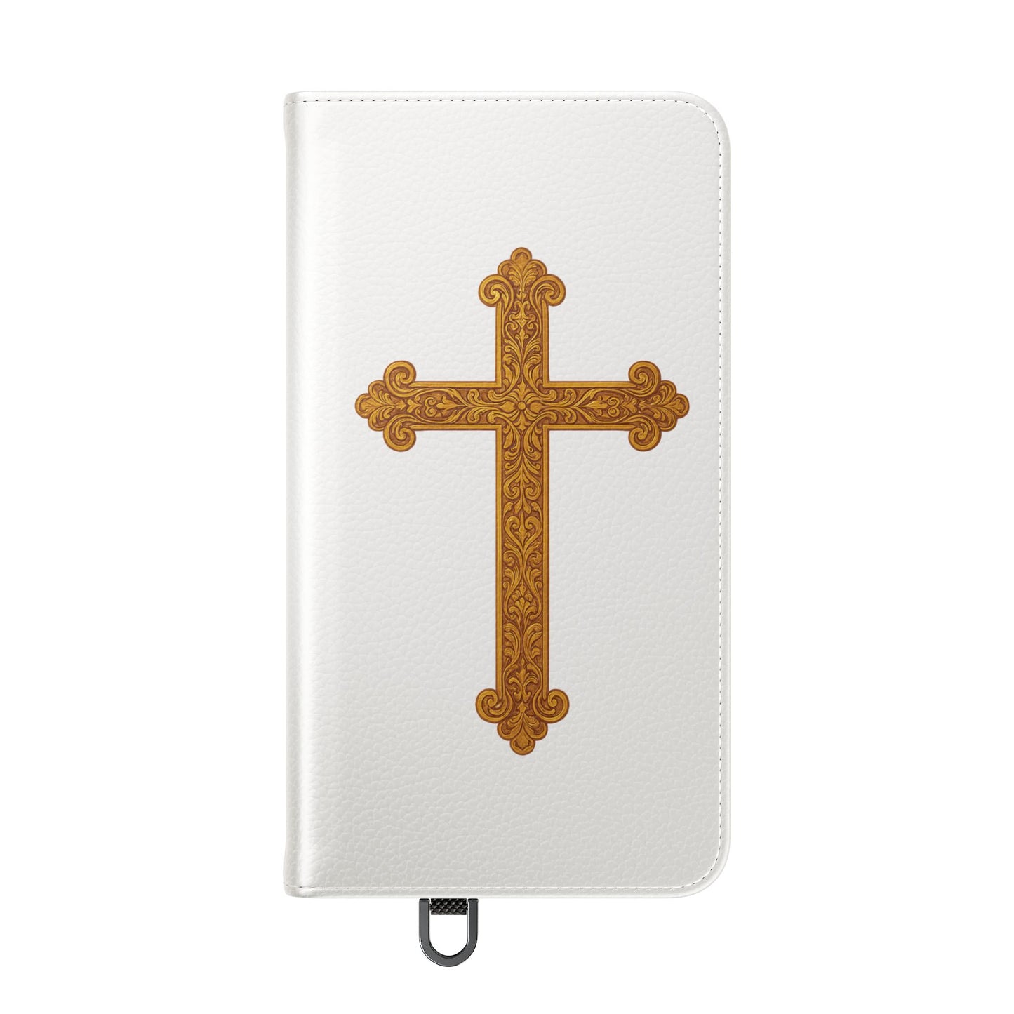 White with Gold Cross & 1 Corinthians 1:18 - Samsung Flip/Wallet Phone Case