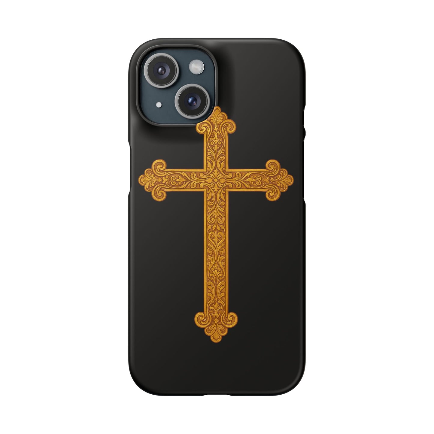 Black iPhone Snap Case – Gold Cross Design