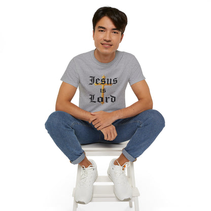 Men’s “Jesus is Lord” Christian T-Shirt with Cross – Bold Faith Statement Tee
