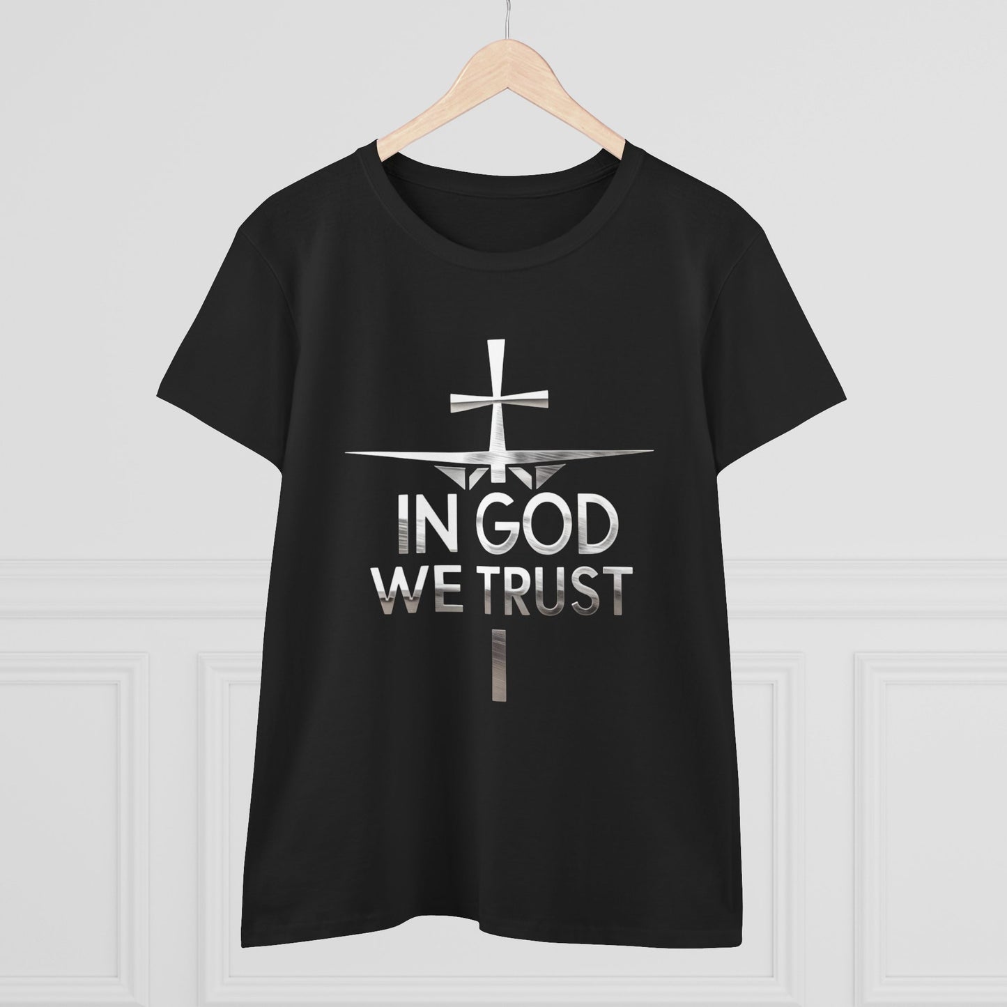 In God We Trust | Women’s Christian Tee with Scripture Back Print