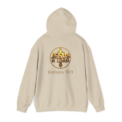 Jesus is Lord - Men's Christian Hoodie with Golden Cross