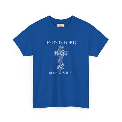 Women's Jesus is Lord Christian T-Shirt – Modern Cross Design (White Lettering)