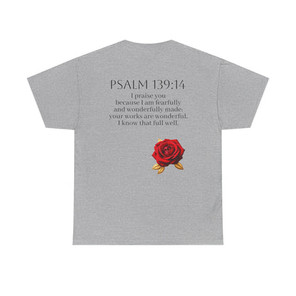 Handcrafted by God (Rose) - Woman's Christian T-Shirt (Dark Lettering)
