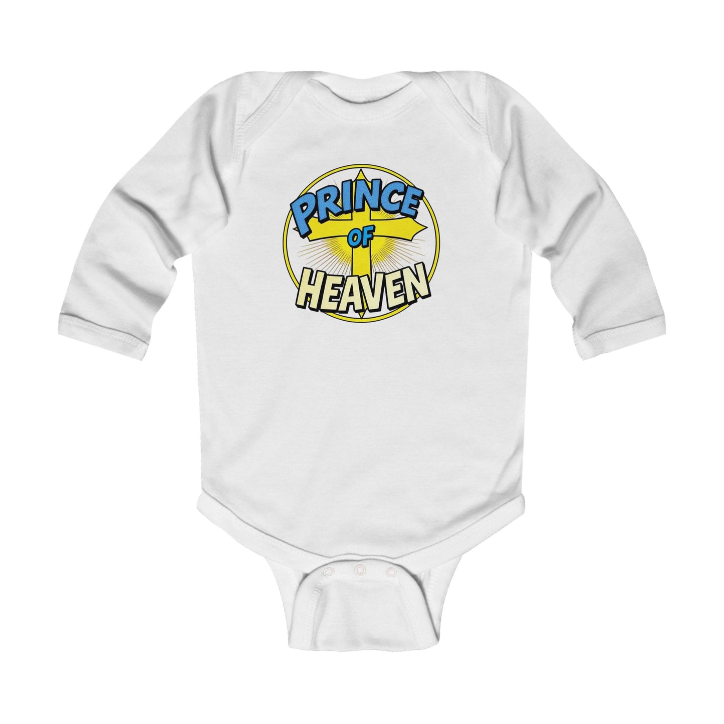 Infant Boys’ “Prince of Heaven” Long Sleeve Christian Onesie – Baby Faith Bodysuit