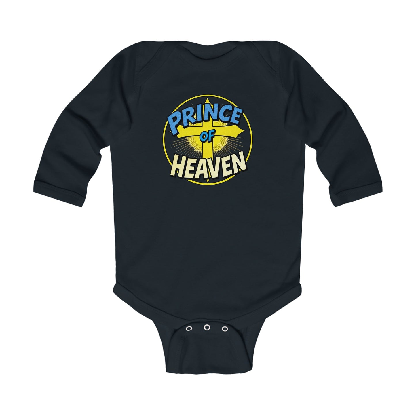 Infant Boys’ “Prince of Heaven” Long Sleeve Christian Onesie – Baby Faith Bodysuit