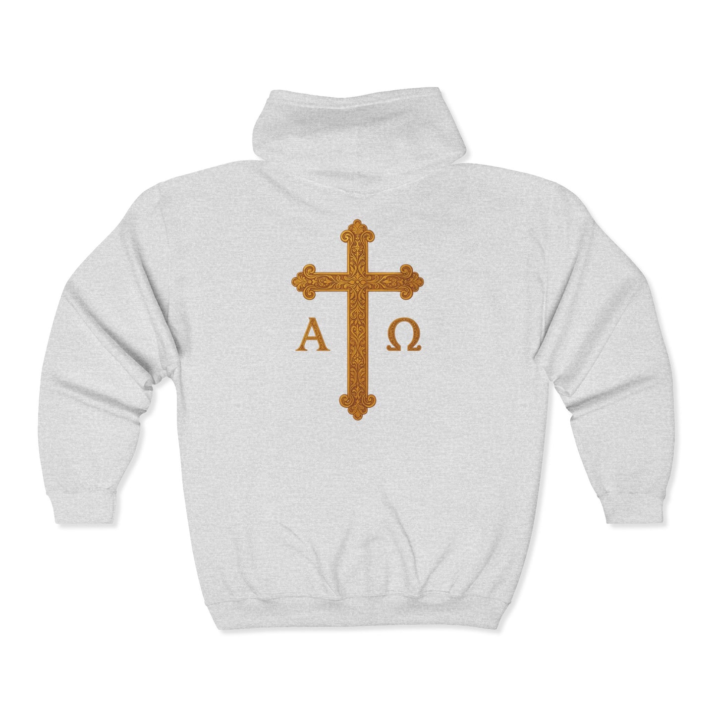 Men’s Alpha & Omega Zip-Up Hoodie – Spiritual Strength & Comfort