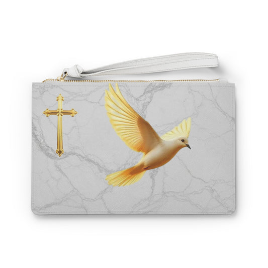 Grace in Flight, Faith in Gold Marble Clutch