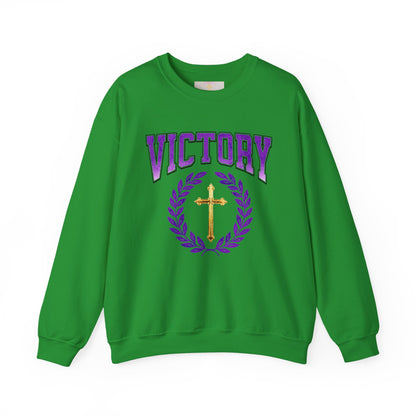 Victory Women’s Sweatshirt – Bold Purple Logo, Faith in Comfort