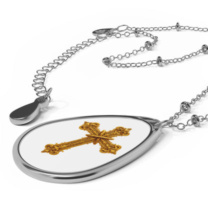 Pure Grace: Ornate White Cross Necklace – Christian Jewelry