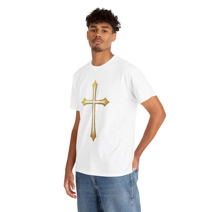Men’s Gold Cross Tee – Christian Faith-Inspired Apparel