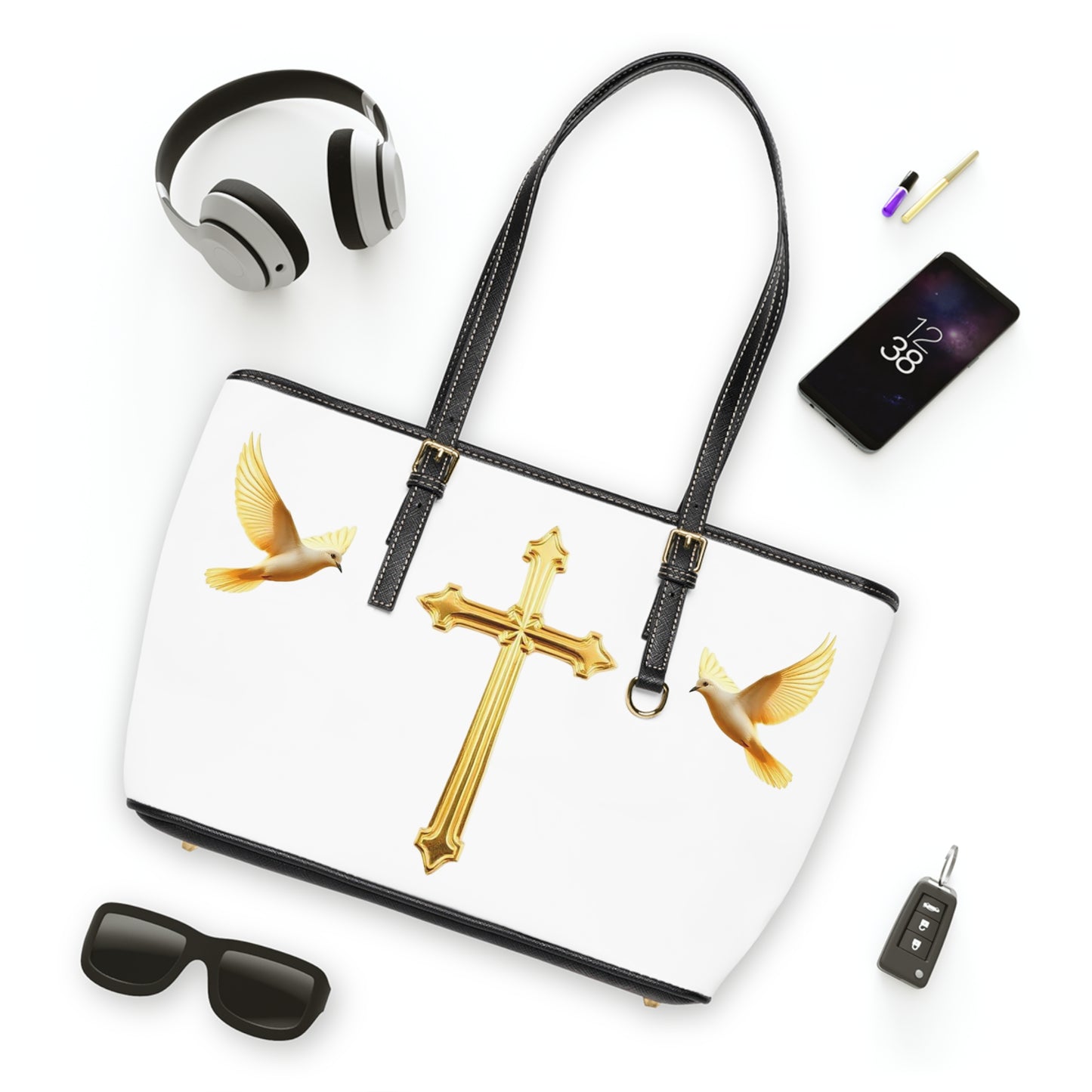 Faith, Peace, and Renewal Shoulder Bag in White