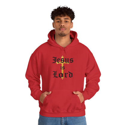 Men’s “Jesus is Lord” Christian Hoodie – Bold Cross Faith Pullover