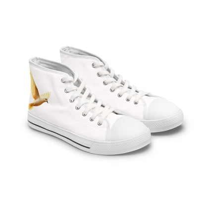 Rise in Grace – Women’s High-Top Canvas Sneakers with Dove Design