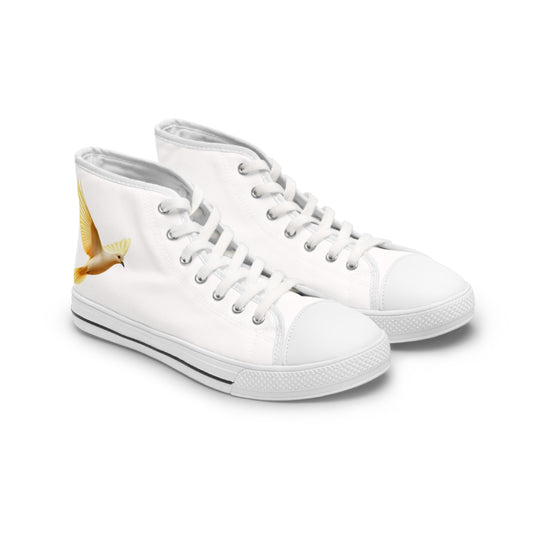 Rise in Grace – Women’s High-Top Canvas Sneakers with Dove Design