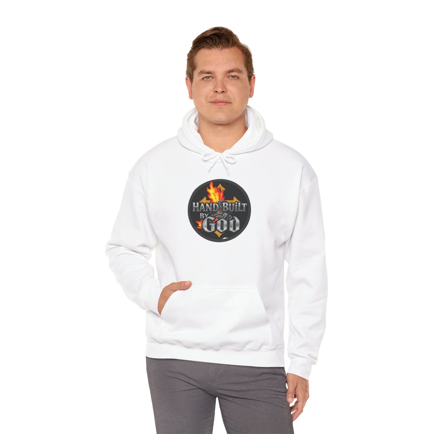Hand Built By God - Bold Christian Men’s Hoodie