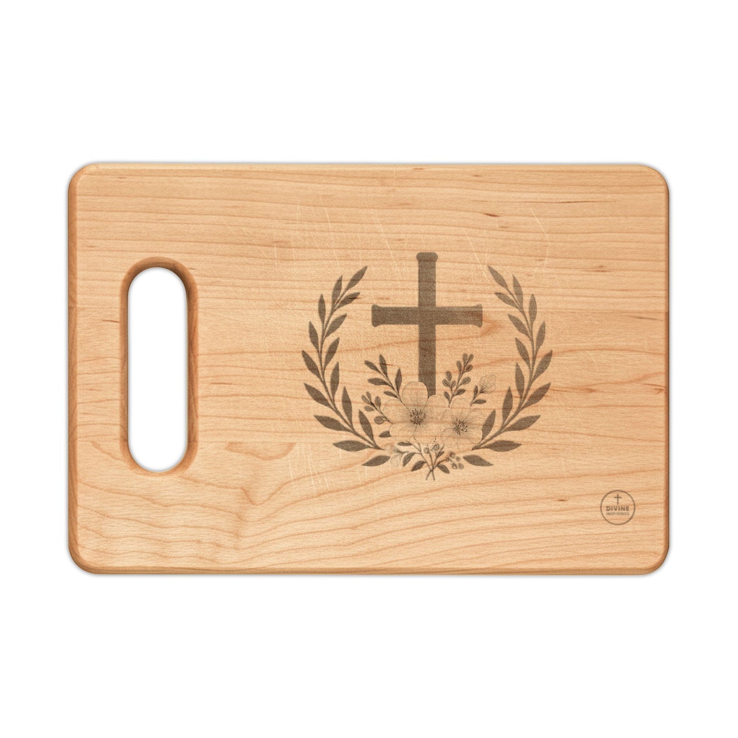 Triumphant Cross — Laurel & Floral Cutting Board
