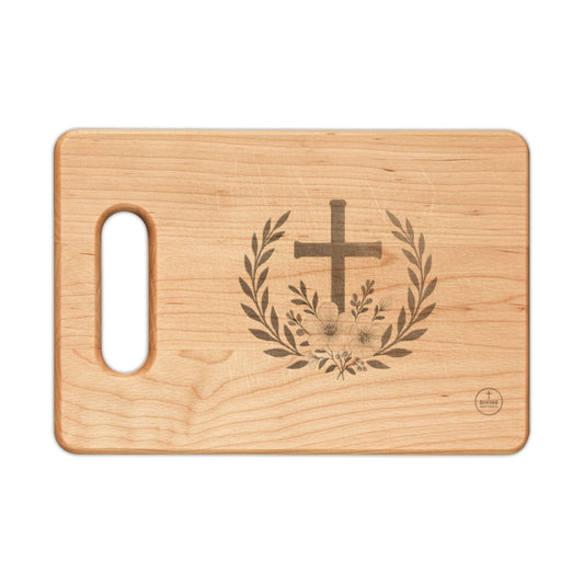Triumphant Cross — Laurel & Floral Cutting Board