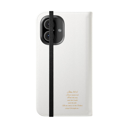 White Chi Rho Folding Case for iPhone – Faith in Every Step